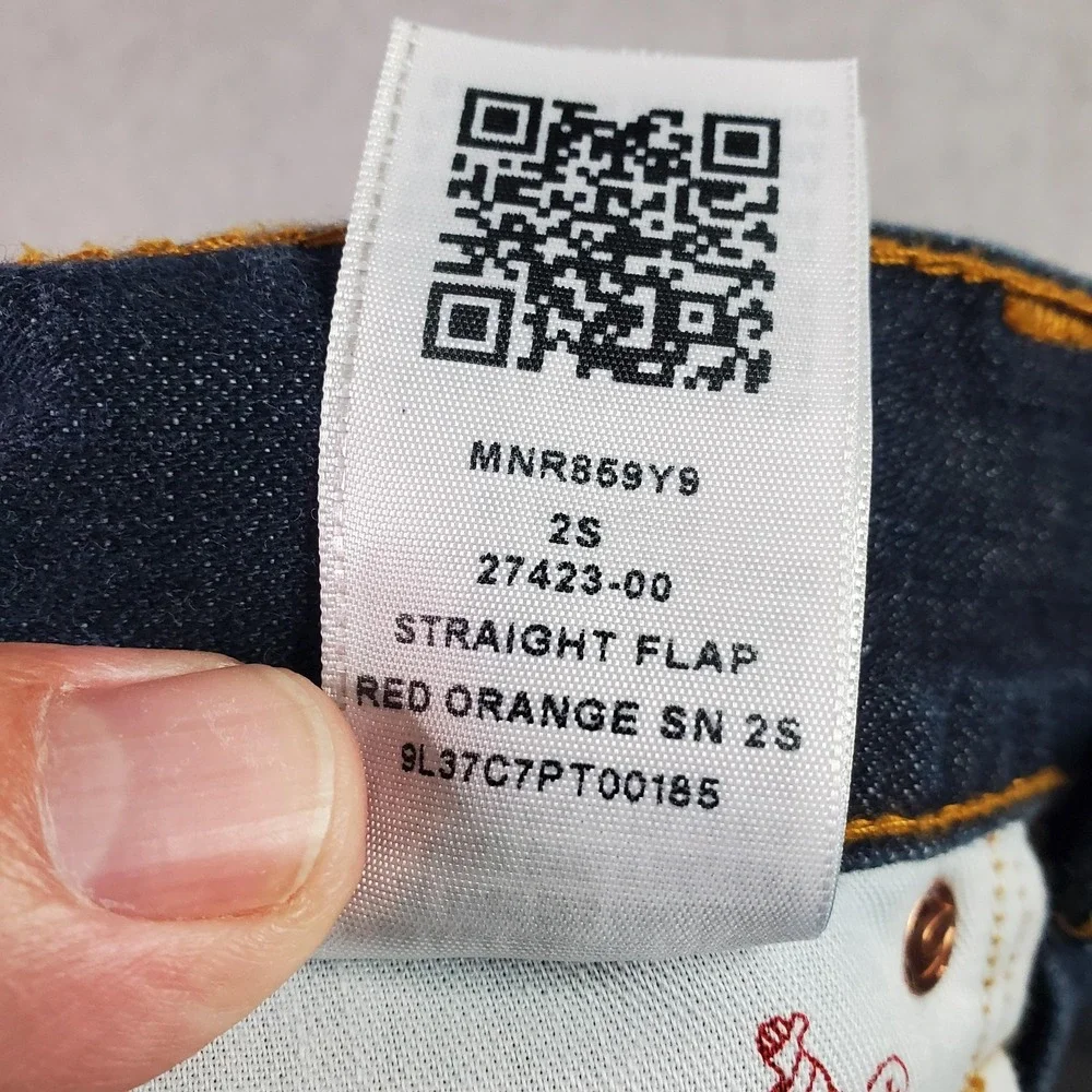 True Religion Jeans Mens 31X29 Blue Section Straight Flap Pocket Contrast Stitch